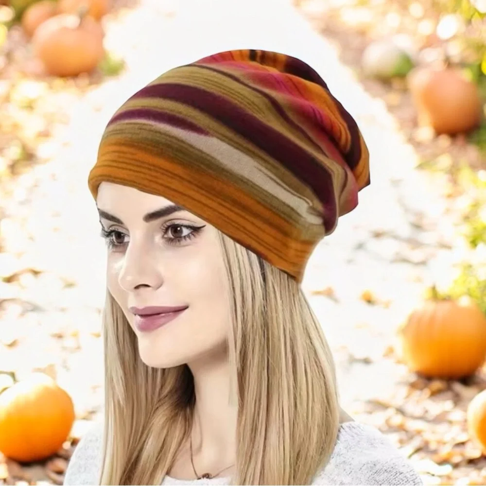 1 pc‎ Women's Stripe Brimless Cap - Versatile, Lightweight Beanie Hat